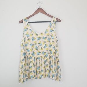 🛍"Summer Breeze: New Blue Floral Sleeveless Rayon Top"